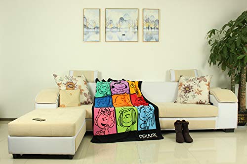 Silver Buffalo Peanuts Multicolor Character Grid 45 X 60 Inch Fleece Throw Blanket #TOP1