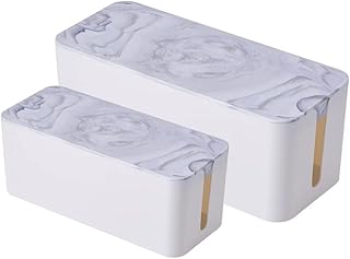 Cable Management Box, Medium Cables Organised Box, Cord Organizer for Hiding Messy Cables Wire Management 9.2"x 4.8"x 4.5" and 12.6"x 5.3"x 5.1"(White)