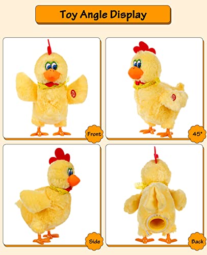 Talking Walking Chicken Dancing Chick Electronic Interactive Plush Toy Animated Laying Eggs Toy Speaking Plush Buddy Gift For Toddlers Birthday (Light Yellow Talking Walking Singing Chick, 29Cm) #TOP5
