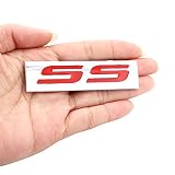1pc Metal SS Emblem Fit For GM Chevrolet Camaro Fender Trunk Sticker Decoration (Silver-Red)