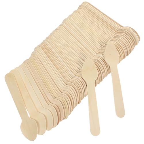 NOLITOY 100個 木製アイスクリームスプーン 小型デザート用 使い捨てケーキサービングスプーン 使いやすい軽量調理用食器 ホーム レストラン