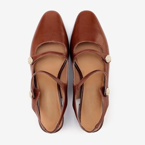 Women's Retro Closed Round Toe Chunky Heel Slingback Pumps Chic Slip On Double Strap Mary Jane Low Block Heels Comfortable Party Office Dressy Shoes for Women2