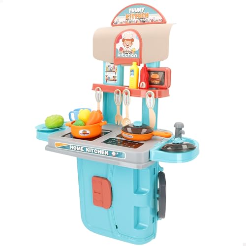 Jeu d'imitation cuisine enfant 3 en 1 COLORBABY avec dinette bleu et beige
