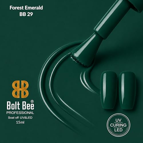 Image of Bolt Bee Dark Green Color Gel Nail Polish Soak Off UV Gel DIY at Home Manicure Salon Nail Art