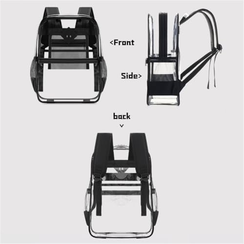 Clear Backpack Heavy Duty PVC Material, Clear Backpack Stadium-Compliant See-Through Bags (Black)3