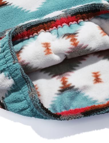 Image of ZAFUL Men 1 /4 Zipper Ethnic Aztec Fleece Unisex Winter Sweatshirt Tops 2026 | Funnel Neck Fluffy Polar Fleece Faux Sherpa Soft Thermal Pullover Kangaroo Pocket Jacket Hoodie Tops