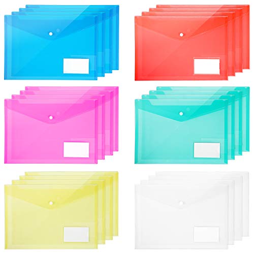 24pcs Carpeta para Documentos, ZWOOS Carpetas Para Archivo Carpeta Portadocumentos A4 Sobres Pl�stico, Carpetas Plastico para Documentos, Certificados, Recibos