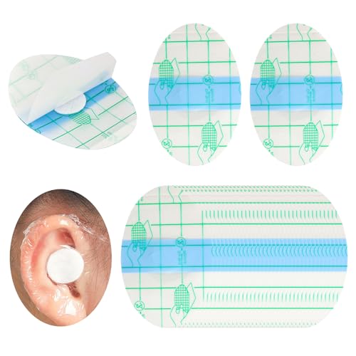 LUCKNIGHT 120 Stück Wasserdicht Ohr Patches, Ultradünne Transparente Ohrabdeckungen Ohr Wasserdichte Aufkleber Erwachsene Ohrenschützer Wasser Kinder Waterproof Ear Stickers 6.8 x 4.4 cm