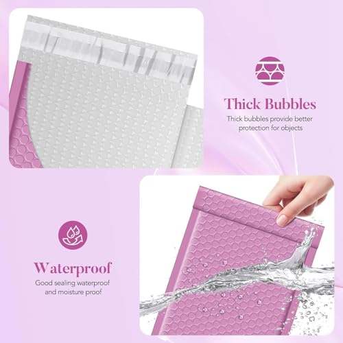 Image of Fuxury Bubble Mailers 6x10 Inch Padded Envelopes 100 Pack Usable Size 6x9 inch | Self Seal Bubble Envelopes Strong Adhesion Padded Mailers Shipping Bag for Mailing Jewelry Small Business,Pinkish Purple #0