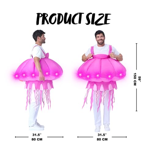 Spooktacular Creations Adults Inflatable Costume, Light-Up Jellyfish Blow-up Costume, Pink Sea Animal Inflatable Suit for Halloween Costume Party Halloween themed Party by Spooktacular Creations - Used condition - Image 5