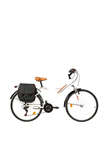 Moma Bikes Bicicleta Paseo Híbrida, Aluminio, Shimano 18 velocidades, Ruedas de 26', suspensión