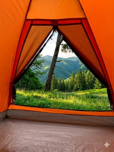 Image of 2 Person Camping Tent Dome Tent Water Resistant UV Protection Wind Ready Portable for Camping Hiking Trekking Festivals ET1102 Orange