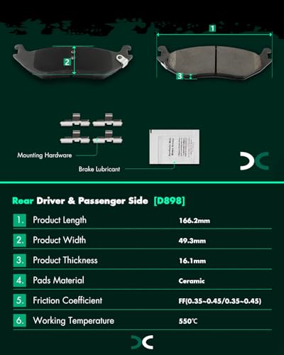 Image of SCITOO D1084 D898 Front Ceramic Rear Ceramic Brake Pad Sets | 2007-2009 For Chrysler For Aspen,2007-2009 For Dodge For Durango,2006-2010 For Ram 1500,2011-2018 For Ram For 1500