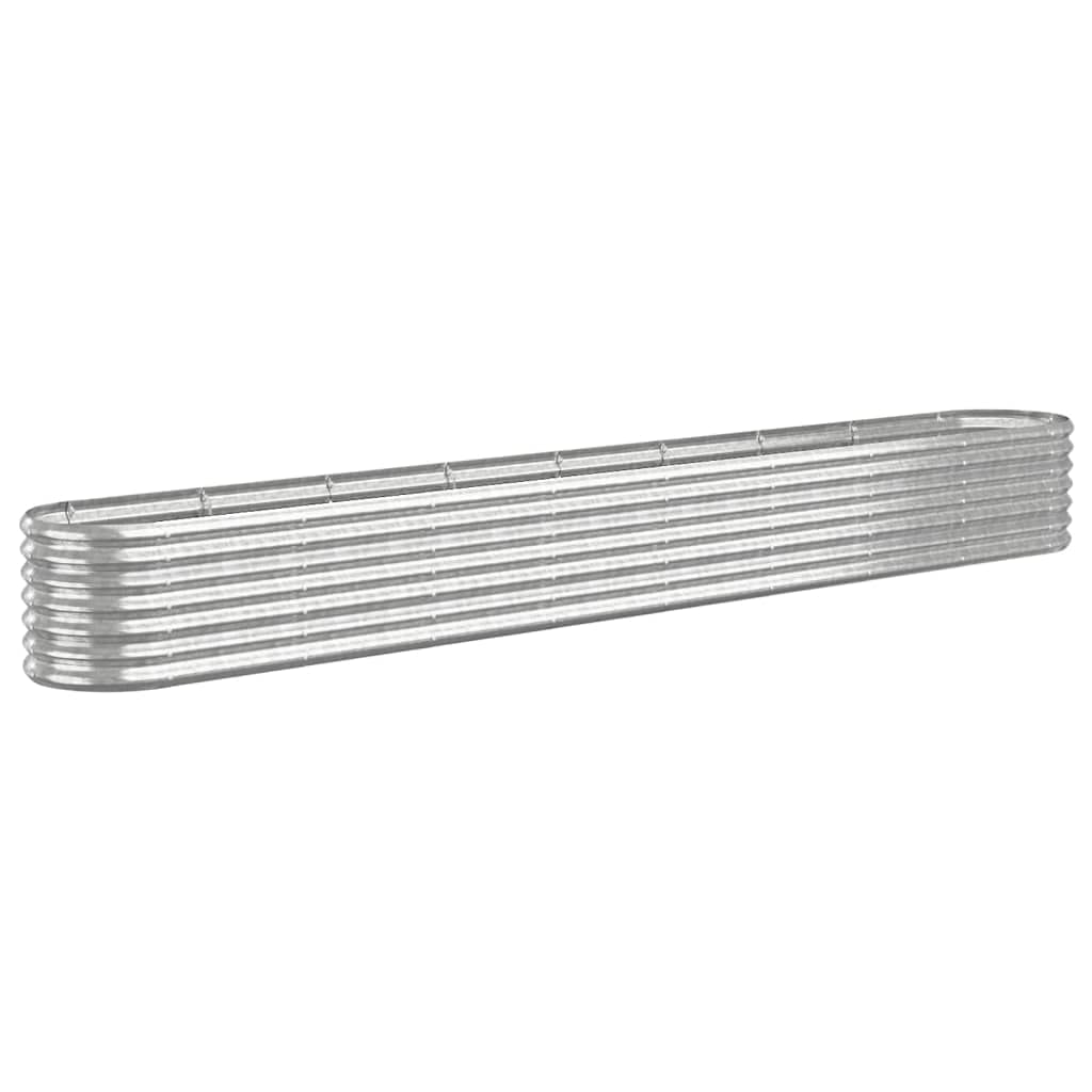 vidaXL Garden Raised Bed Flower Stand Pot Plant Tray Balcony Flower Box Plant Pot Stand Patio Planter Box Galvanised Steel 332x40x36 cm Silver