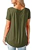 Florboom T Shirts for Women Summer Short Sleeve Blouse V-Neck Top Long Tops Army Green Size 8 10 #2