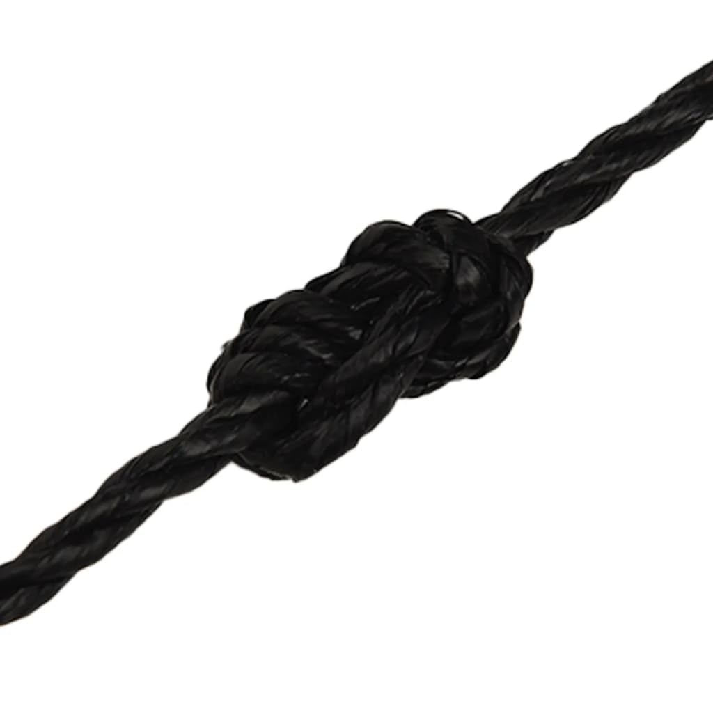 vidaXL Cuerda de Trabajo Seguridad Incendio Escalada Aire Libre Exterior Camping Torcida Bricolaje Artesanía Polipropileno Negro 6 mm 50 m