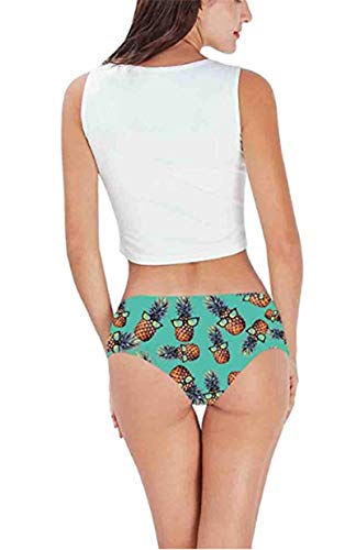 Women Lingerie, Sleep & Lounge Cotton Shorts Panties Briefs 3D Print Fun Funny Elastic Pull Up Xxxl (Large/X-Large, Pineapple) #TOP2