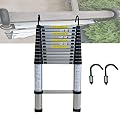 Telesladder Professional Extension Ladder with Detachable Hook, Lightweight Anti-Pinch Telescoping Ladder for Electrical Work, Max Load 330Lbs/1.7M/5.6Ft