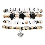 Fakcrkun 4 PCS Hamilton Musical Bracelet Set, Elegant Hamilton Merch, Gifts for Music Lovers, Black Gold Wristband with Card, Accessories for Concert, Theater Fans