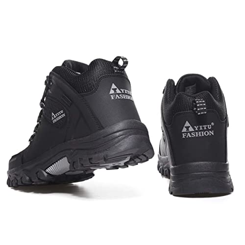 HYDLONGR Men's Women's Winter Warm Waterproof Upper Fluffy Plush Lining Snow Boots Slip Resistant Hiking Shoes Winter Hiking Camping Shoes3