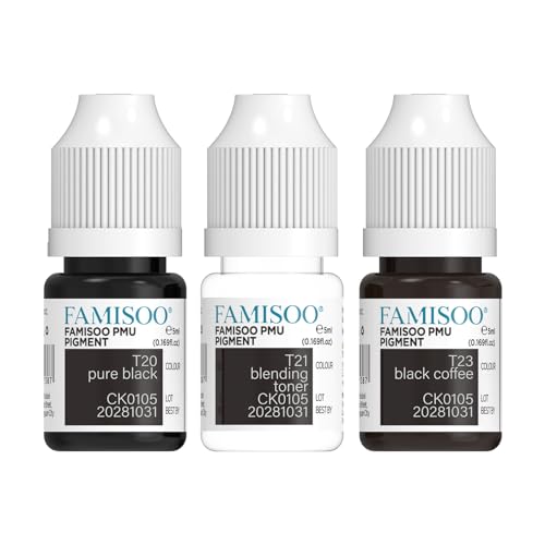 FAMISOO PMU Pigment Set Tattoo Ink Kit 3Pcs/Set for Eyebrow Lip Long-Lasting Makeup (Hair-T20+T21+T23-set)