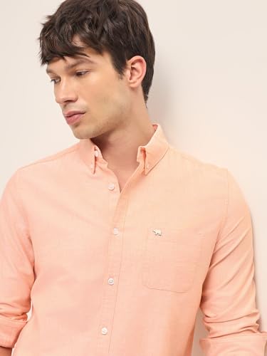 Image of THE BEAR HOUSE Men Cotton Solid Slim Fit Casual Shirt