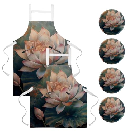 Tablier de cuisine et pâtisserie lot de 2 avec 4 broches pour protection contre les taches