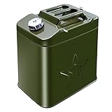 Estable y sellado: fabricado con material metálico de alta calidad, muy duradero y resistente; y está equipado con cierre de bayoneta, que es a prueba de fugas en cualquier posición de la lata de gasolina, perfecto para el transporte.