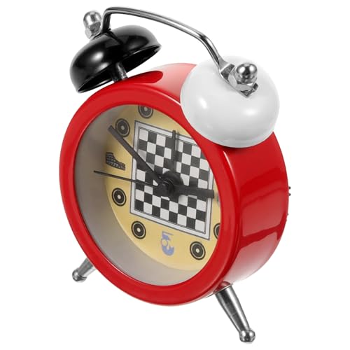 TOYZFRIENDY Reloj Despertador Mini de Metal con Diseño de Ajedrez Compacto y Duradero Temporizador Silencioso para Mesita de Noche para Hogar y Estudio