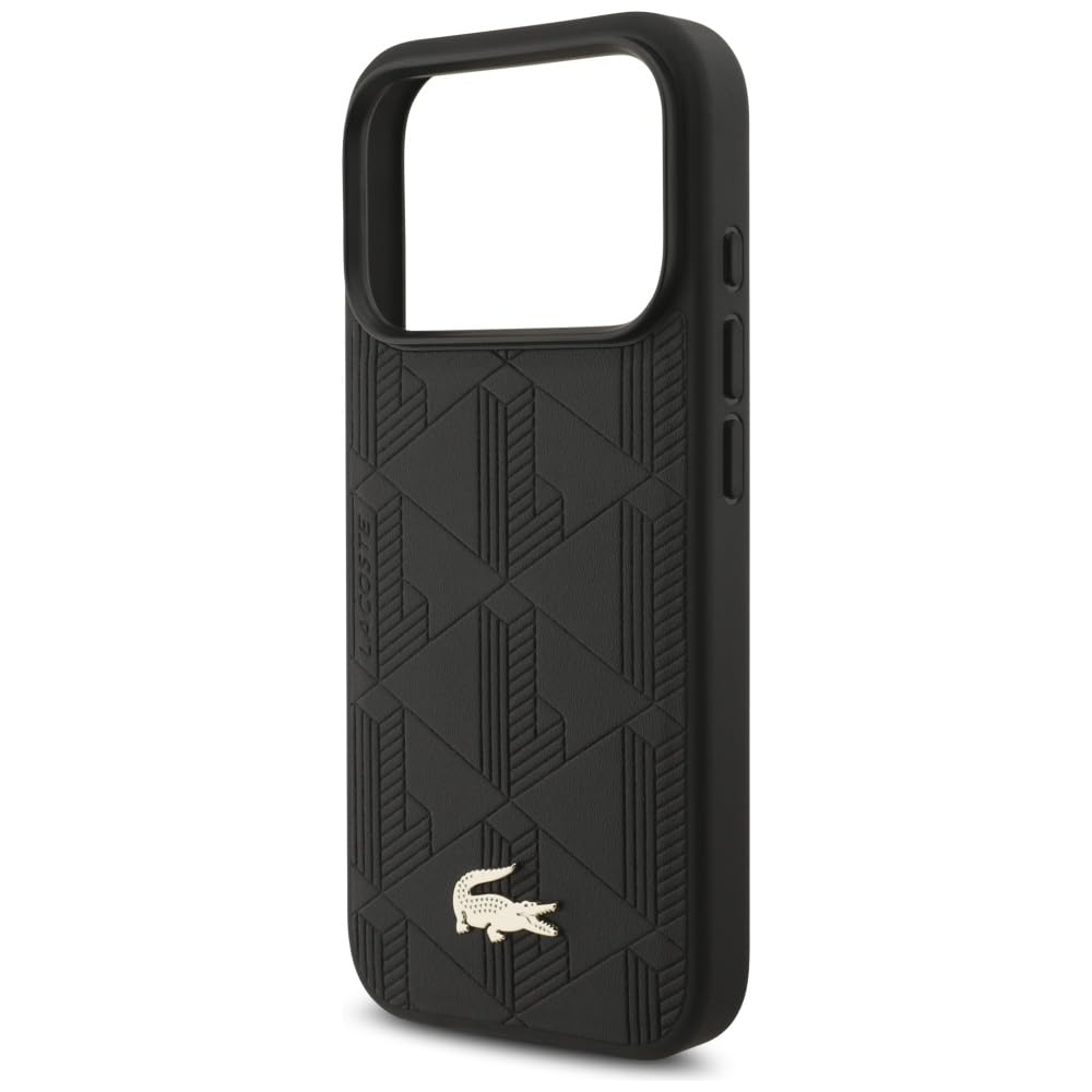 CG MOBILE Lacoste Nomograme Gold etui kompatybilne z MagSafe do iPhone 17 Pro (czarne)