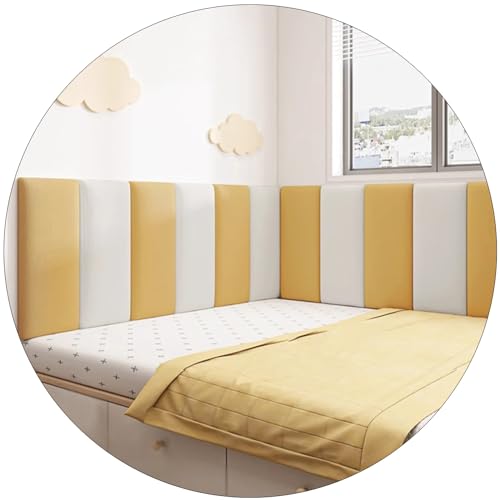 MCHDMI Self-Adhesive Headboard 3D Anti-Collision Upholstered Wall Panels Queen Size Bed Headboard Wall Stickers for Bedroom Background Wall Decoration(Yellow,140x50cm)