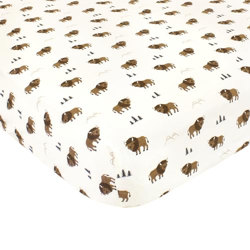 Image of Hudson Baby Unisex Baby Cotton Fitted Crib Sheet, Wild Buffalo, One Size