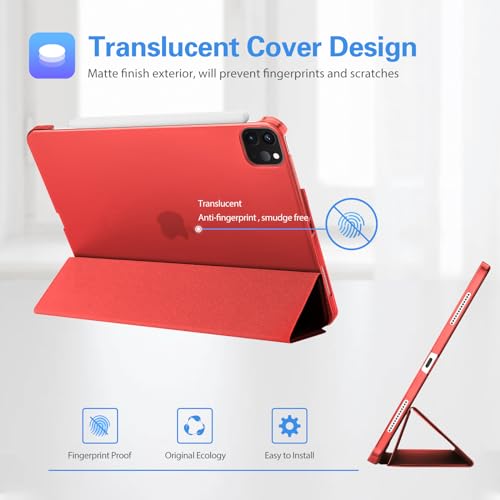 Image of ProCase Smart Case for iPad Pro 12.9 2022 /2021 /2020 /2018, Slim Stand Hard Back Shell Smart Cover for iPad Pro 12.9 inch 6th Gen /5th Gen /4th Gen /3rd Gen -Red