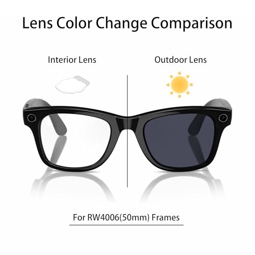 Image of YEIN Replacement Lenses for Ray-Ban Meta RW4006 /RW4012(50mm), Photochromic /Blue Light Blocking /Polarized Sunglasses Lenses