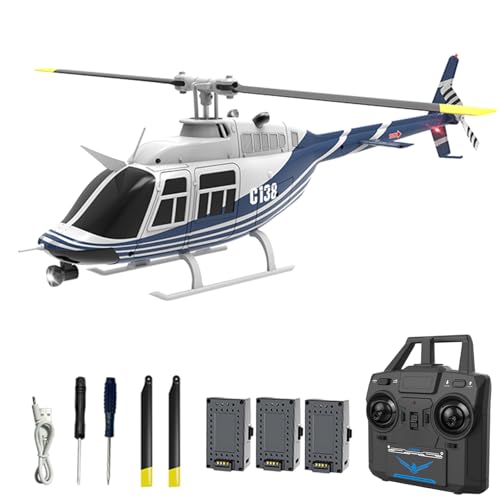 Hylukon C138 Remote Control Helicopter, 1:33 Scale Bell206 Helicopter 2.4G 4CH RTF Single Propeller...