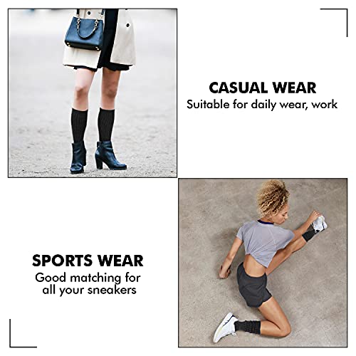 Mdr Women's Extra Long & Heavy Slouch Cotton Wear At Any Length Socks Made In Usa 1 Pair Size 9 To 11 (Black) #TOP4