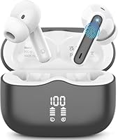 Wireless Earbuds, Bluetooth 5.4 Headphones in Ear 3D Bass Stereo, 40H Wireless Earphones with 4 ENC Noise Cancelling Mic, IP7 Waterproof Bluetooth Earbuds, AI-Enhanced Calls for Android iOS, Grey
