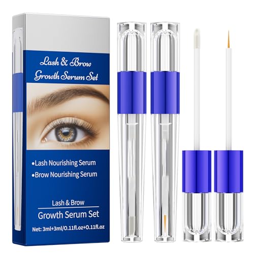 Sérum Cils Croissance, Sérum de Croissance pour Sourcils, Facile à Appliquer, Fournis & Longs & épais, Soin Nourrissant et Hydratant, Sans Hormones, Idéal pour un Soin Quotidien-3ml+3ml