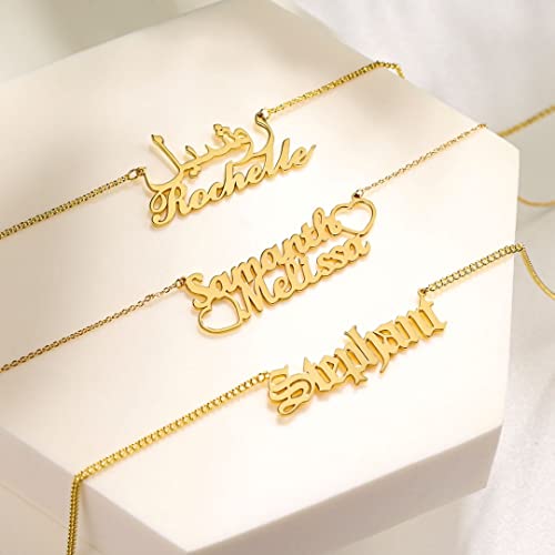 10K 14K 18K Real Gold Personalized Name Necklace for Women, Custom Name Nameplate Jewelry Gifts for Birthday Mother's Day Anniversary, Solid Gold Durable Cuban Chain Jewelry Gift for Mother Wife Daughter Friend4