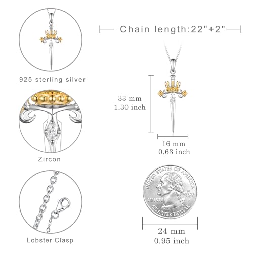 Italian Horn/Sword/Lotus/Mountain/Book/Key Necklace for Women Sterling Silver Gold Crown Necklace Gold Jewelry for Women4