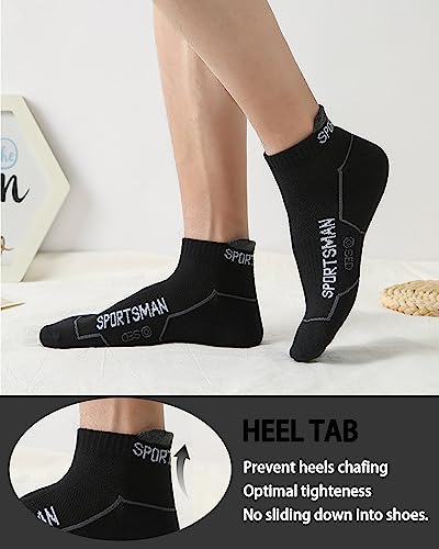 Mens Ankle Athletic Socks Running Socks Cotton Low Cut Breathable Cushioned Arch Support Casual Socks 6-12 (6 Pairs)2