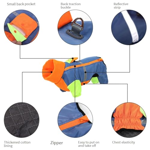 Abrigo de invierno para perro de 4 patas y chaqueta acolchada térmica ajustable 5