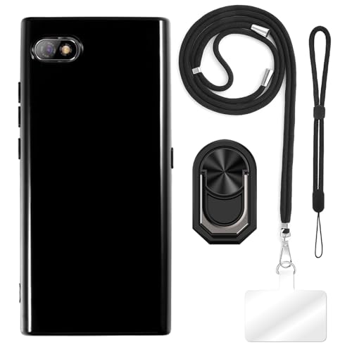 ESACMOT [4 in 1] �P�[�X Unihertz Titan Slim �Ƃ̌݊�������A�X�g���b�v�A���X�g�o���h�A�����O�t���A�ϏՌ��ی�J�o�[���s�p�Z�b�g (�u���b�N�Z�b�g)