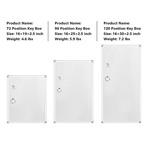 Prolee Key Box Wall Mount 72/96/120 Position Key Box For Wall With Key Tags&Hooks, Box For Keys Aluminum Body With Pre-Drilled Mounting Holes (72 Position) #TOP6