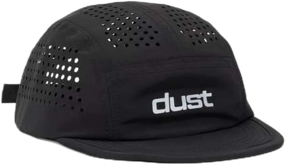 Boné The Dust Company 5-Panel Performance AirTech Preto Streetwear Academia Treino Corrida Esportivo Respirável Leve Secagem Rápida Ajustável Aba Reta Masculino Feminino Qualidade Premium Verão