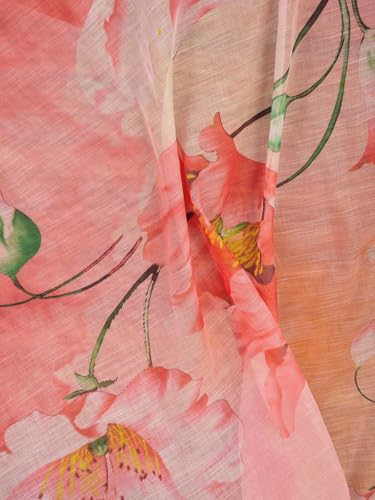 Image of Satrani Women's Linen Printed & Zari Border Ready To Wear One Minute Pre Pleated Readymade Saree with Unstitched Blouse Piece
