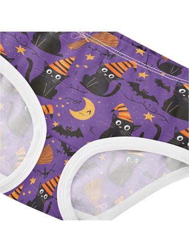 ZZKKO Purple Halloween Cat Bat Girls Underwear Toddler Panties for Girls Comfort Brief Size 2T4