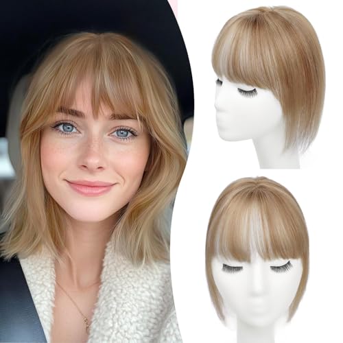 Molefi Human Hair Topper,10 inch Premium Remy Hair Toppers for Women 3 * 3.5 inch Invisible Clip in Bangs for Adding Volume