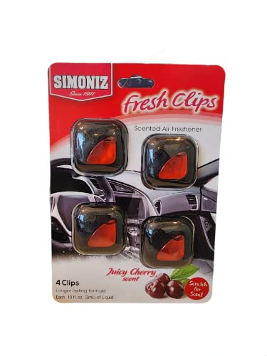Image of Simoniz Vent Clips - Juicy Cherry Car Vent Clip Air Freshener, Odor Eliminator for Strong Odor - Auto Vent Air Freshener Car