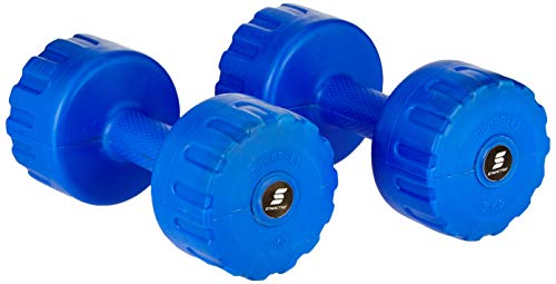 Amazon Brand – Symactive Pvc Shell Dumbbells For Home Gym, Set Of 2, 3 Kg, Blue
